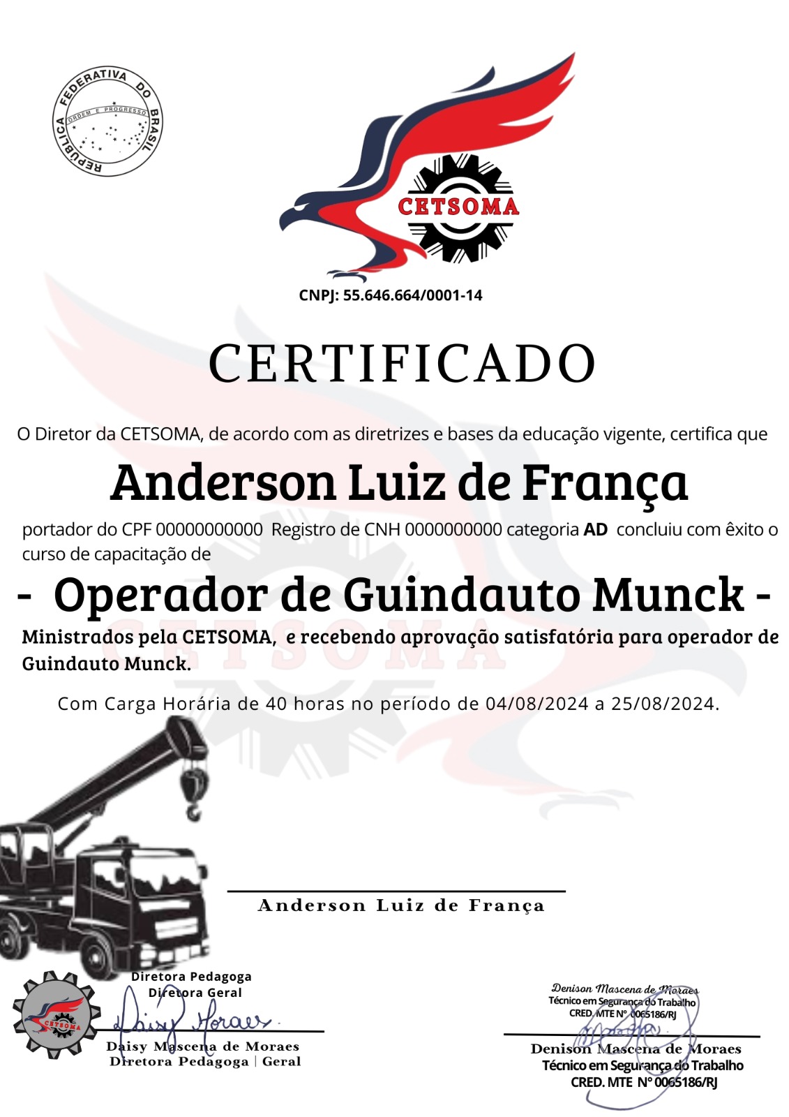 Certificado Socorrista Profissional Anderson Lopes